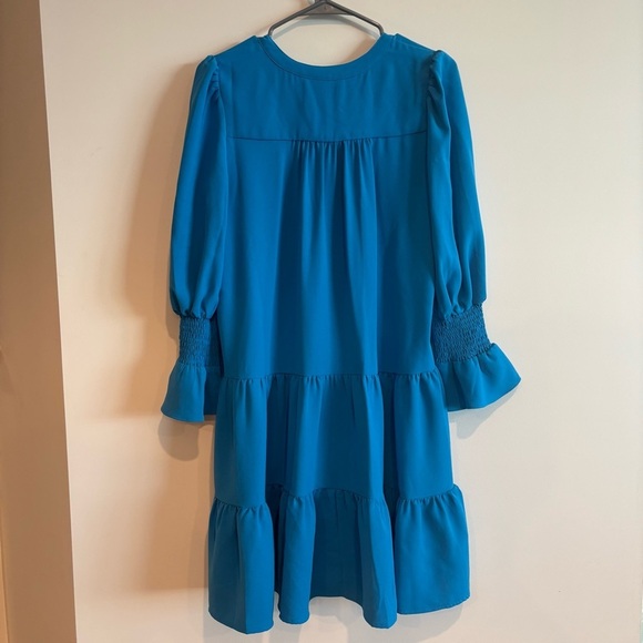 Tuckernuck Pomander Place Capri Blue Crepe Kenzo Dress Size Small Long Sleeve - Picture 6 of 8